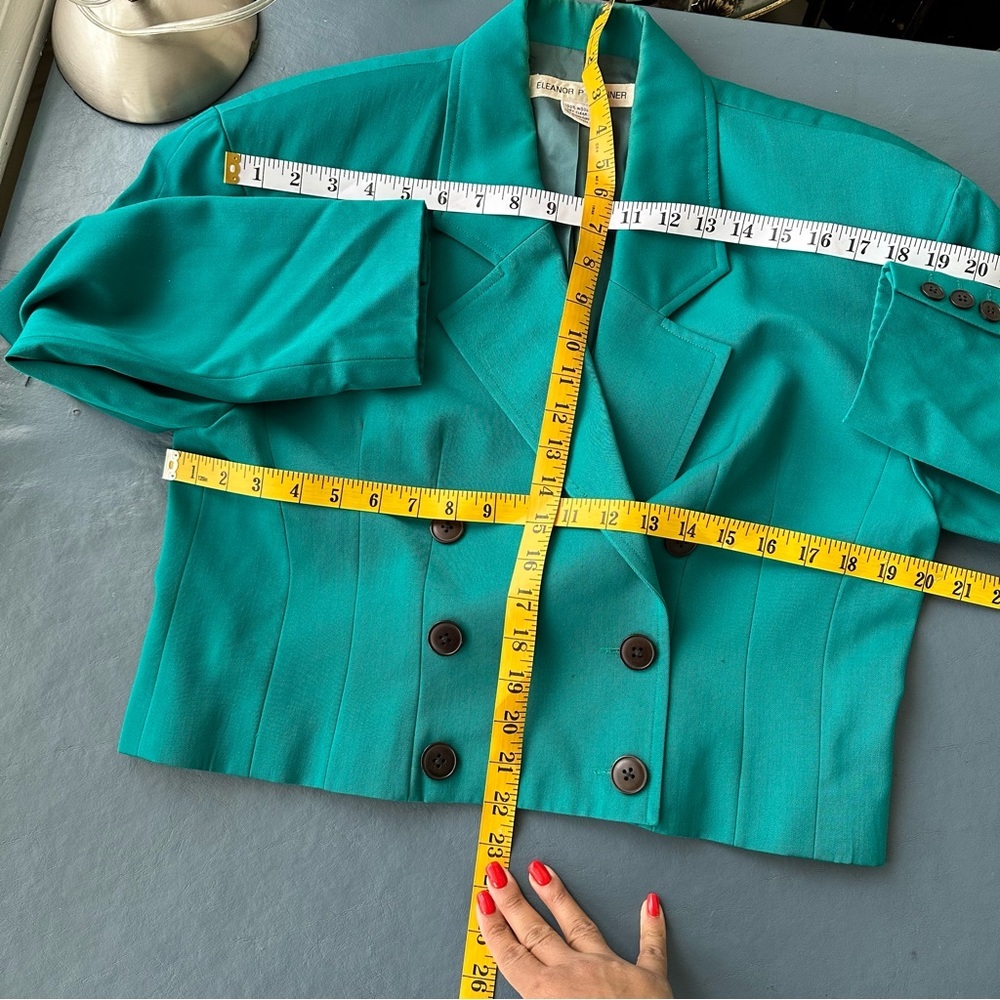 Vintage Teal Blue Elenor Brenner Blazer Size 14 - Picture 7 of 8